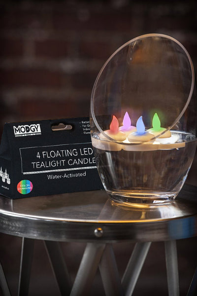 Water-Activated LED Floating Multi-Color Candles, Pack of Four