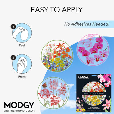 Modgy Window Cling Mixed Florals Set of 3