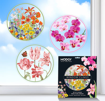 Modgy Window Cling Mixed Florals Set of 3
