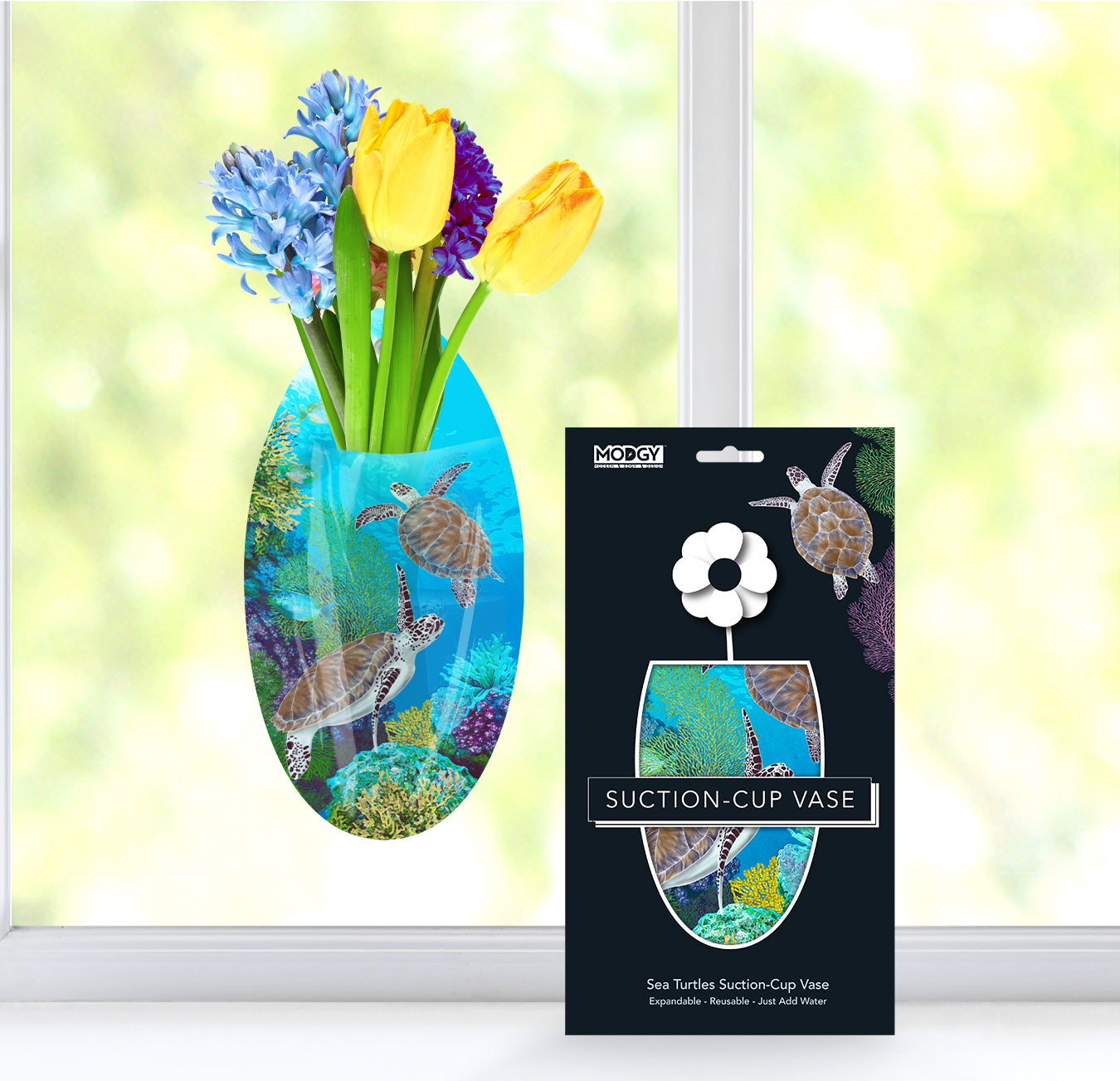 Sea Turtles Large Suction Cup Vase