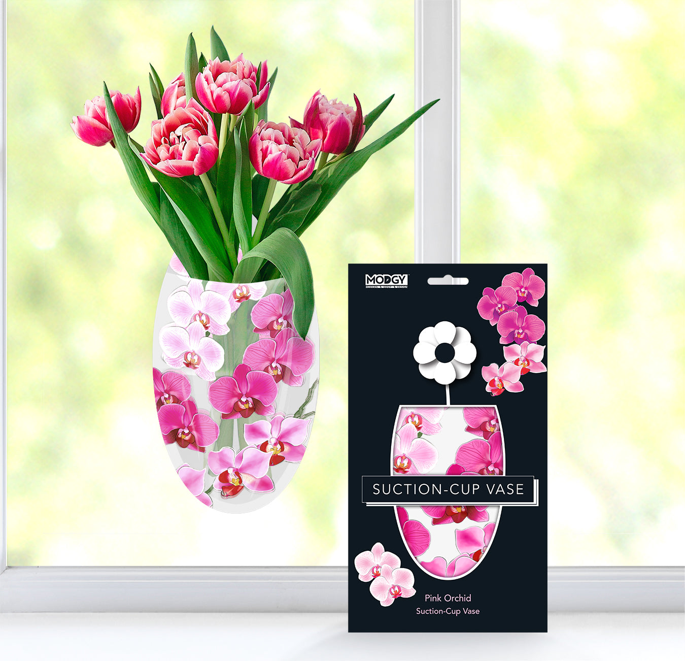 Pink Orchid Large Suction Cup Vase