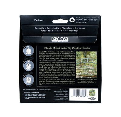 Claude Monet Water Lily Pond Luminaries - 4 Per Pack