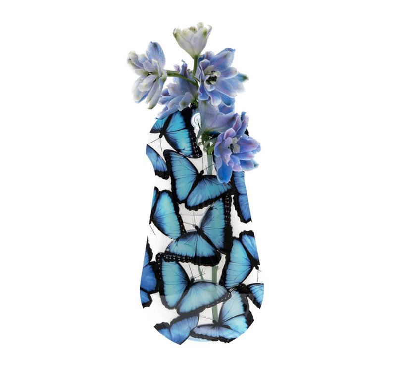 Blue Morpho Butterfly Suction Cup Bud Vase