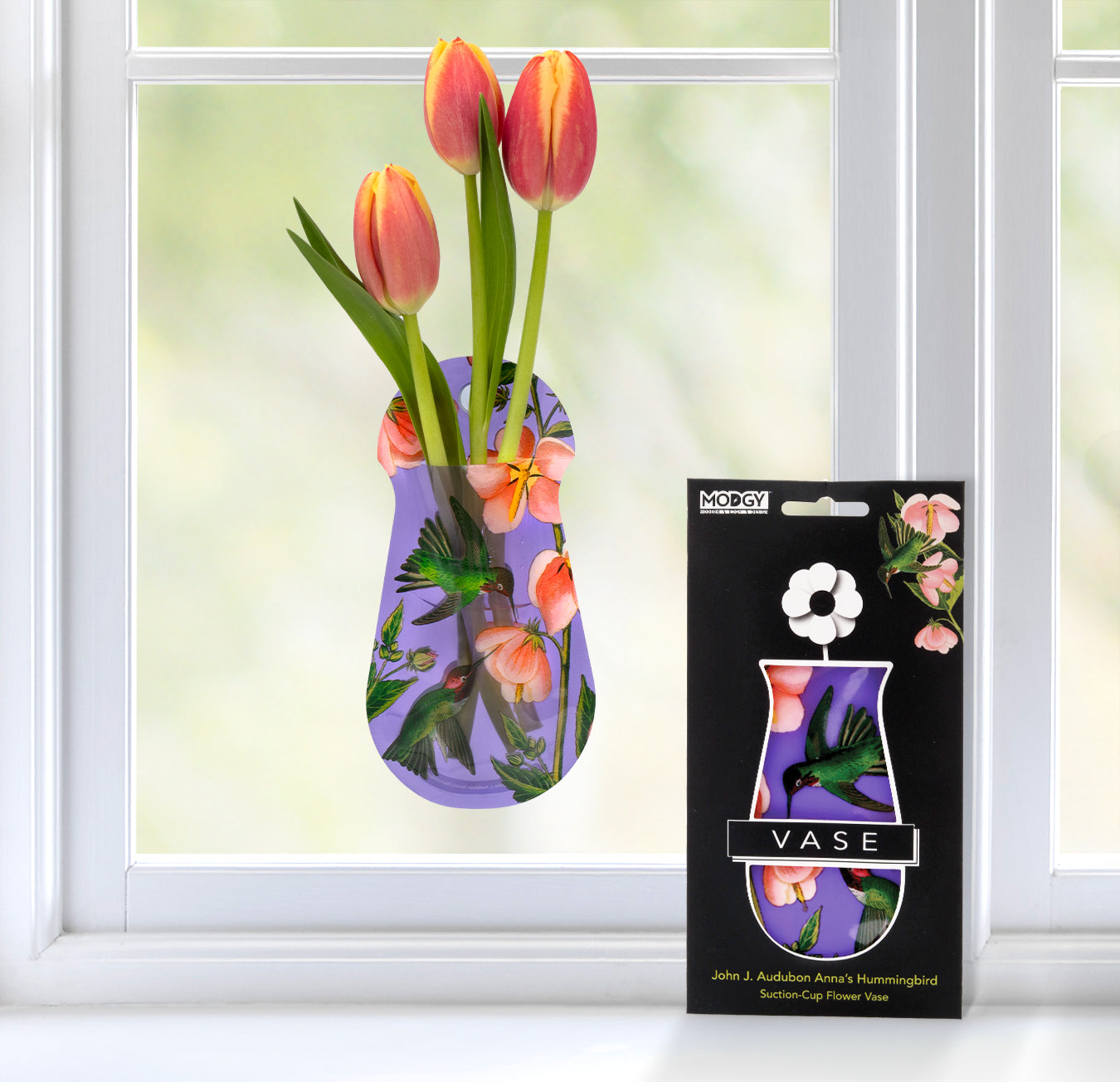 John J. Audubon Hummingbird Suction Cup Bud Vase