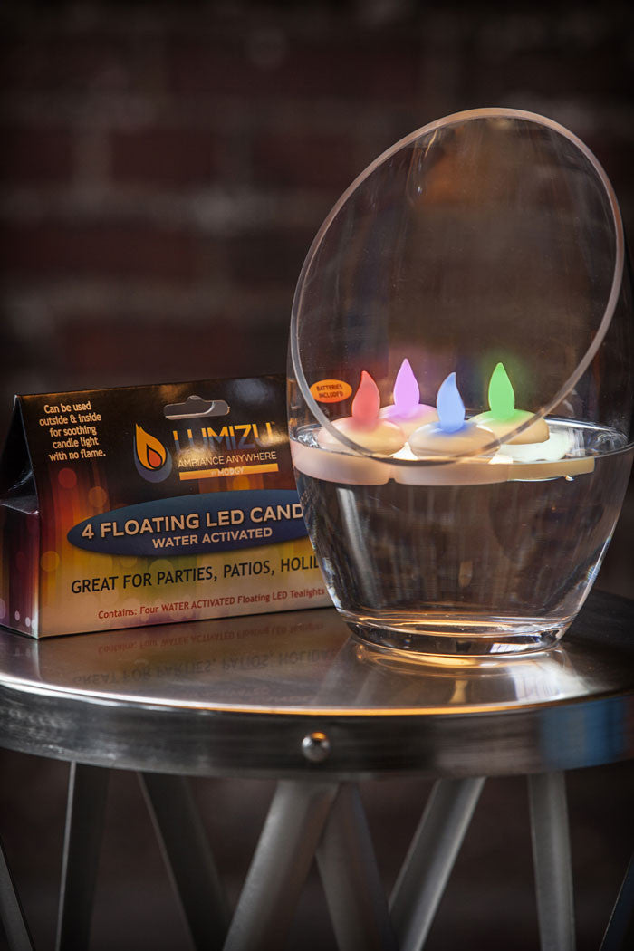 Water Activated LED Floating Multi Color Candles Pack of Four